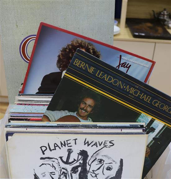 A box of mixed LPs containing The Kinks, Tom Petty, David Crosby, The Cars, etc.